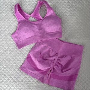 SHEIN Pink Sports Bra and Shorts Set